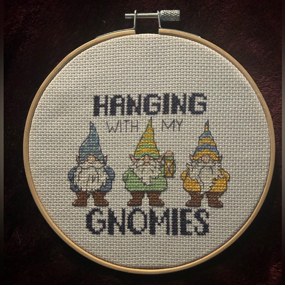 Hanging with the Gnomies cross stitch
